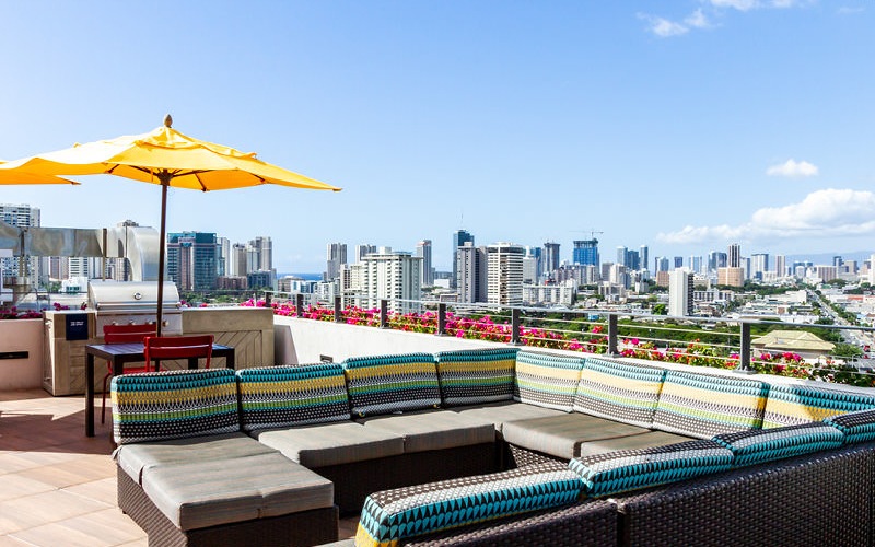 rooftop patio with grilling area