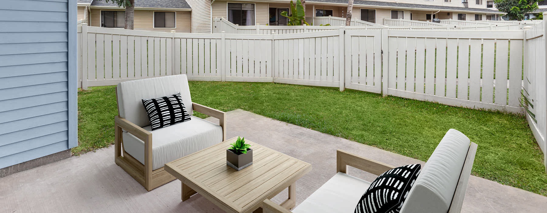 furnished, covered patio